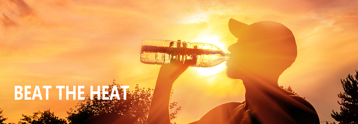 Man drinking water during heat wave